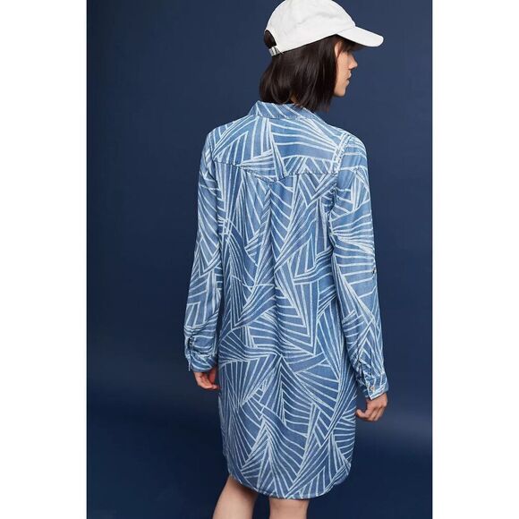 Kachel Views Printed Shirt Dress Sz 4 100% Lyocell Lightweight Resortwear - Picture 2 of 10